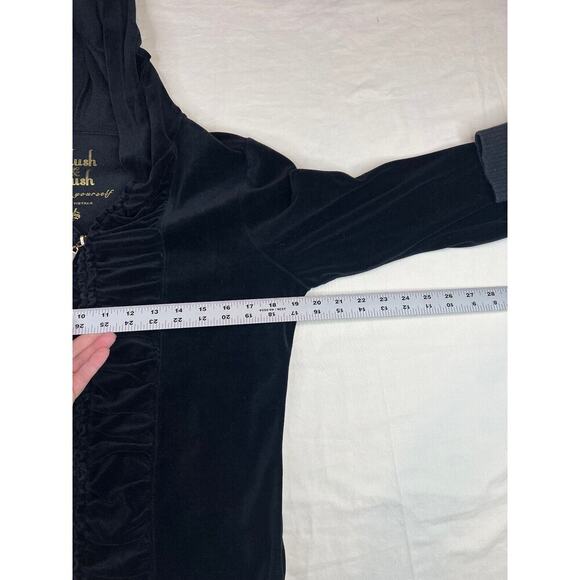 Plush & Lush Sweater Womens Small Black Full Zip Hooded Casual Cottage Active - Picture 4 of 8